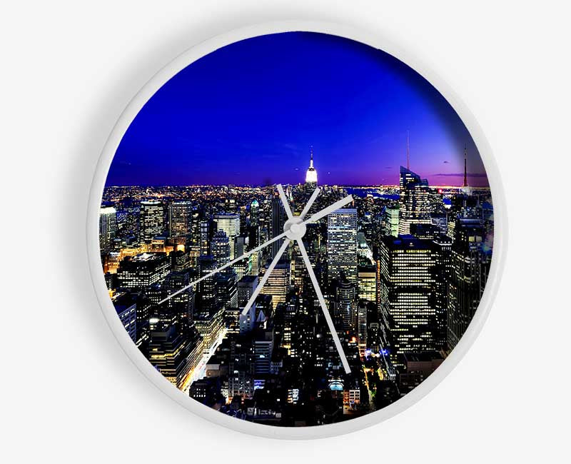 New York City Blue Ariel View Clock - Wallart-Direct UK