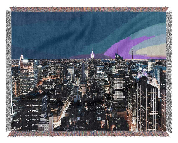 New York City Blue Ariel View Woven Blanket