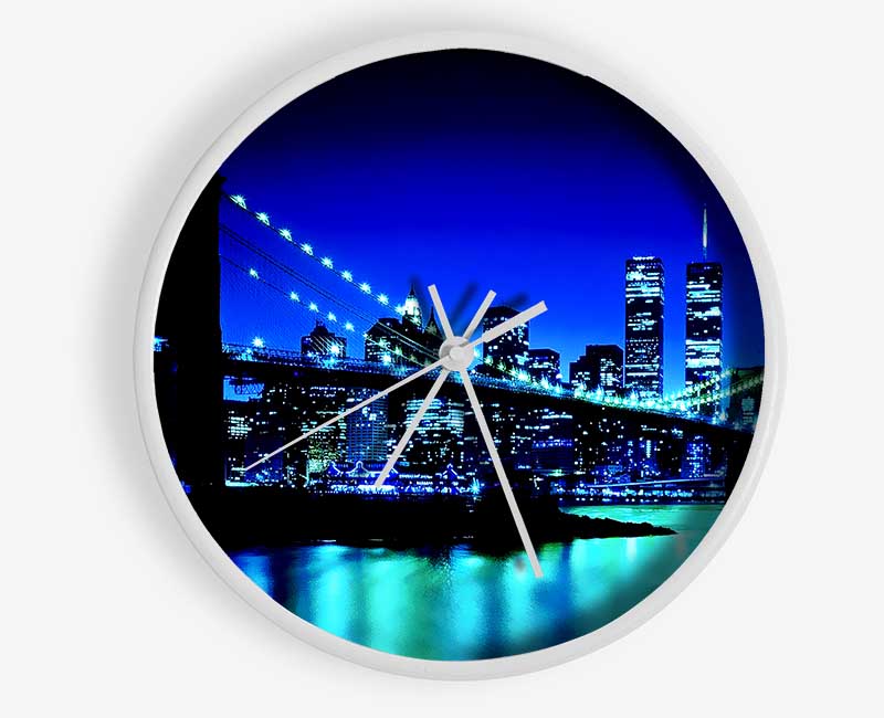 New York City Blue Nights Clock - Wallart-Direct UK