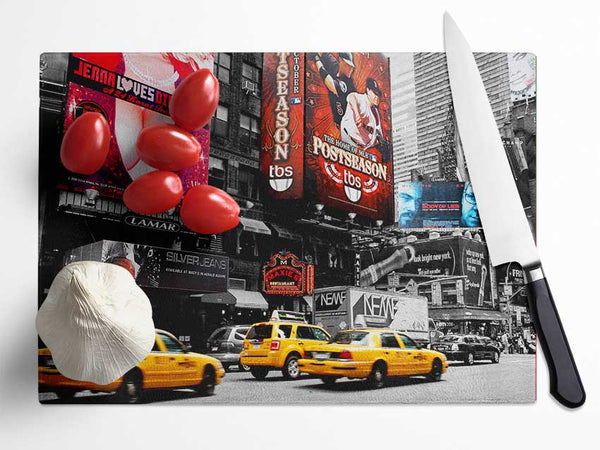 New York City Broadway Billboards Glass Chopping Board