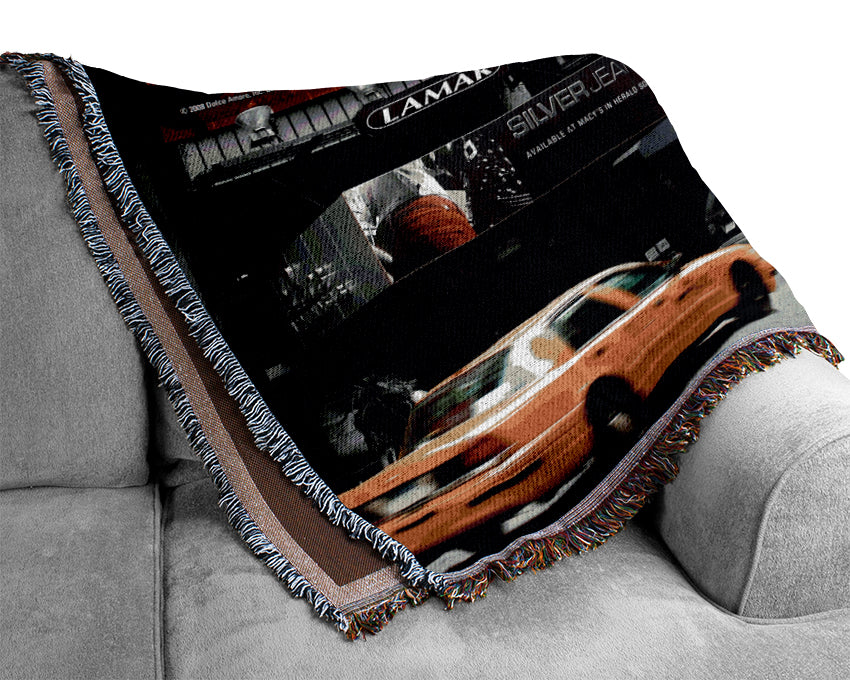 New York City Broadway Billboards Woven Blanket