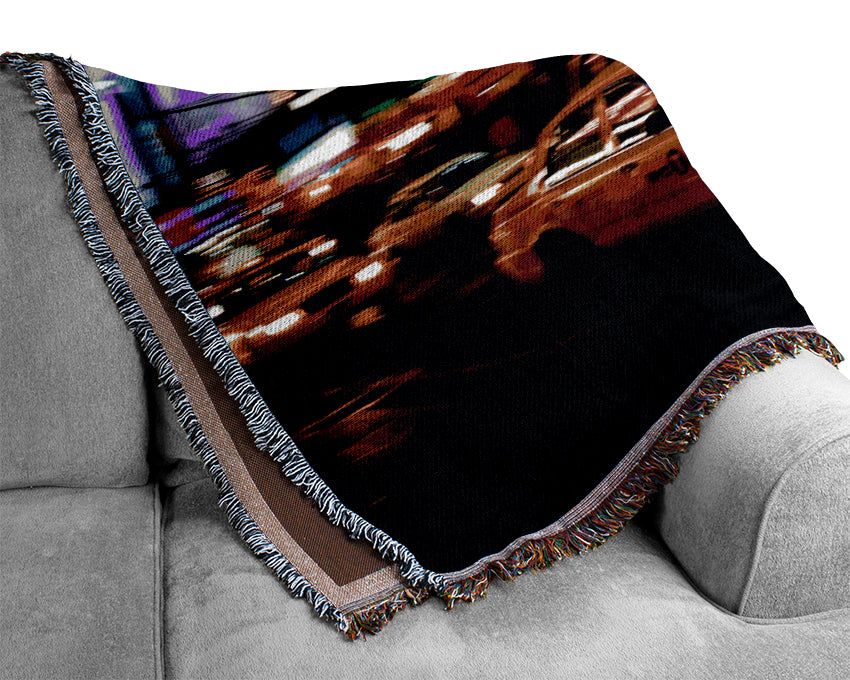 New York City Broadway Cabs Woven Blanket