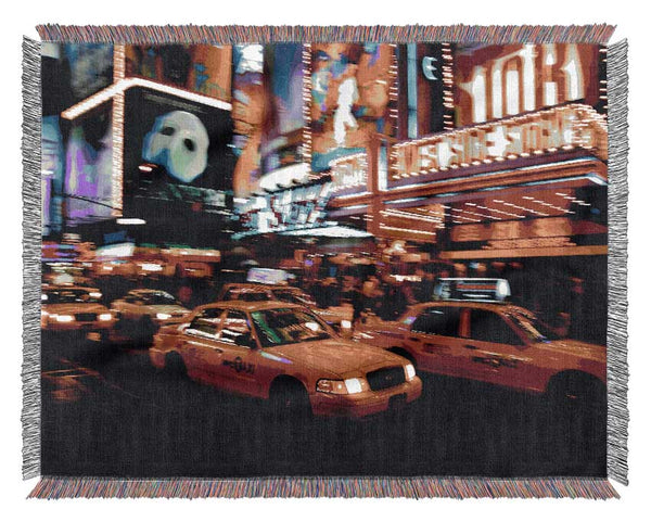 New York City Broadway Cabs Woven Blanket