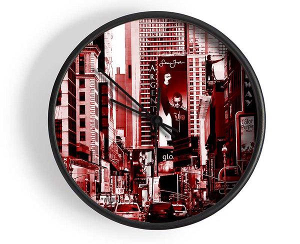 New York City Broadway Red Clock - Wallart-Direct UK