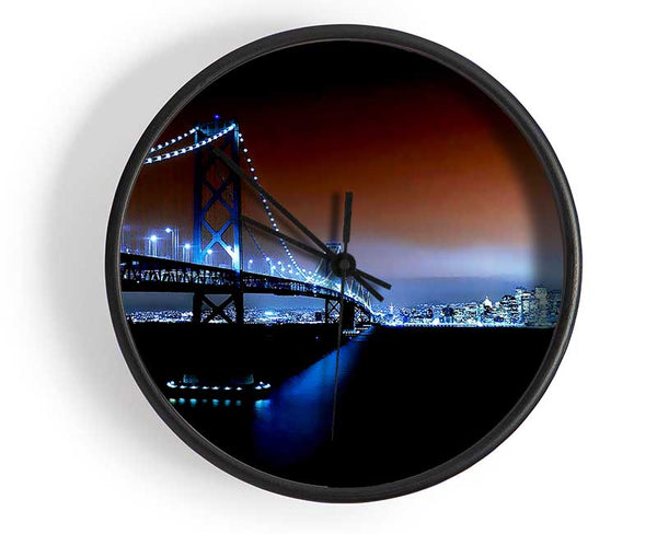 New York City Brooklyn Bridge City Skyline Clock - Wallart-Direct UK