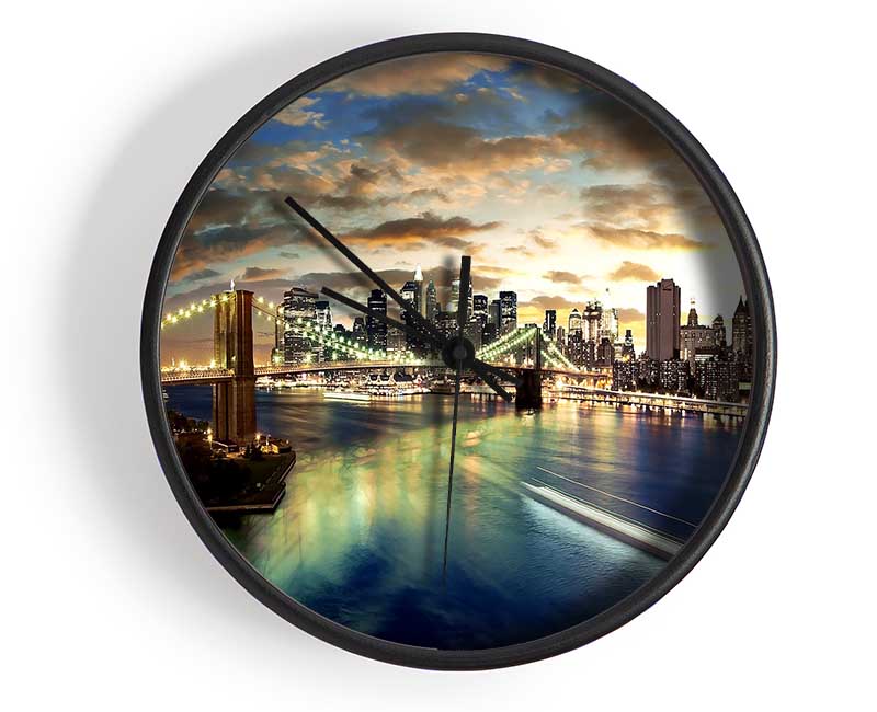 New York City Brooklyn Bridge View Clock - Wallart-Direct UK