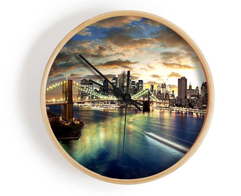 New York City Brooklyn Bridge View Clock - Wallart-Direct UK