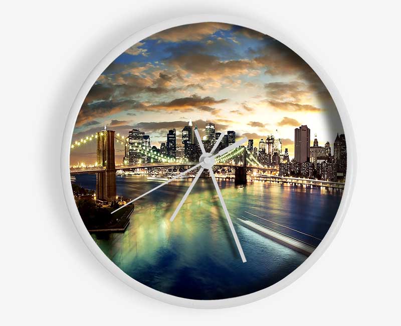 New York City Brooklyn Bridge View Clock - Wallart-Direct UK