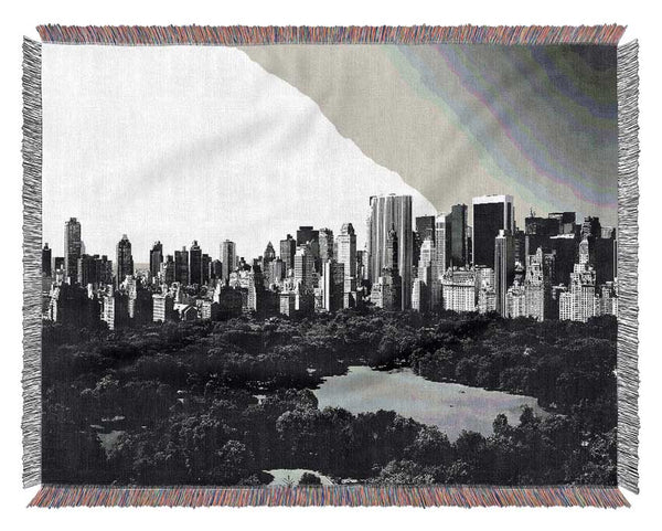 New York City Central Park From Above B n W Woven Blanket