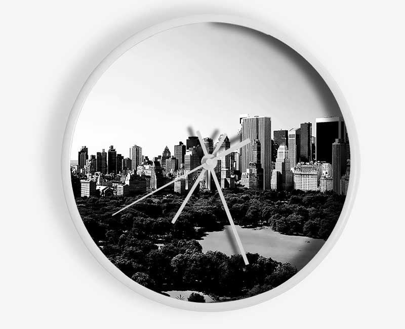 New York City Central Park From Above B n W Clock - Wallart-Direct UK