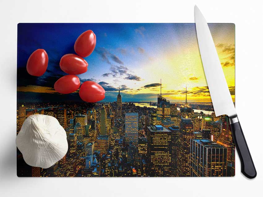 New York City Colours Glass Chopping Board