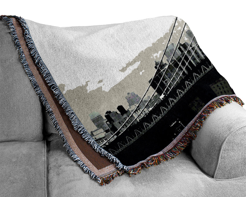 New York City Empire State Building Afar Woven Blanket