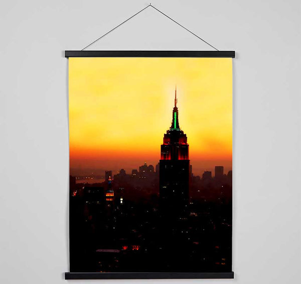 New York City Empire State Building Orange Glow Hanging Poster - Wallart-Direct UK