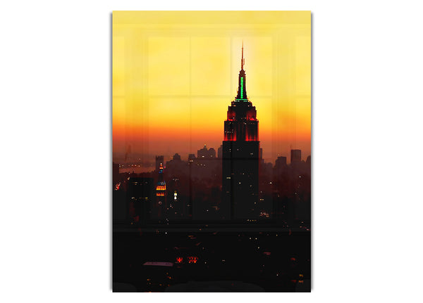 Empire State Building in New York City, orangefarbenes Leuchten