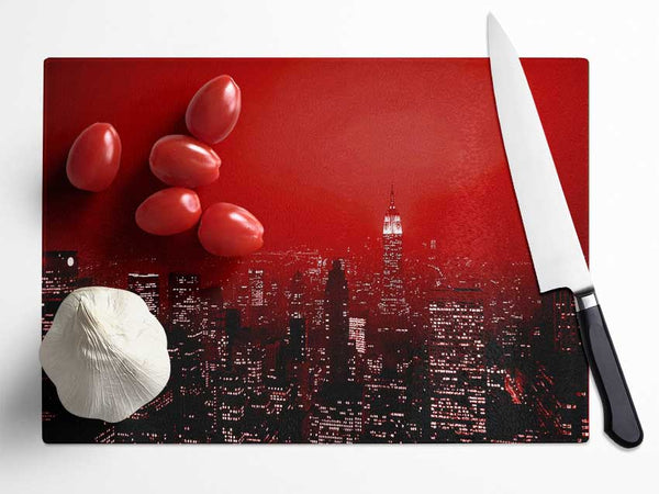 New York City Empire State Building Red Glass Chopping Board