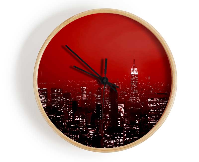 New York City Empire State Building Red Clock - Wallart-Direct UK