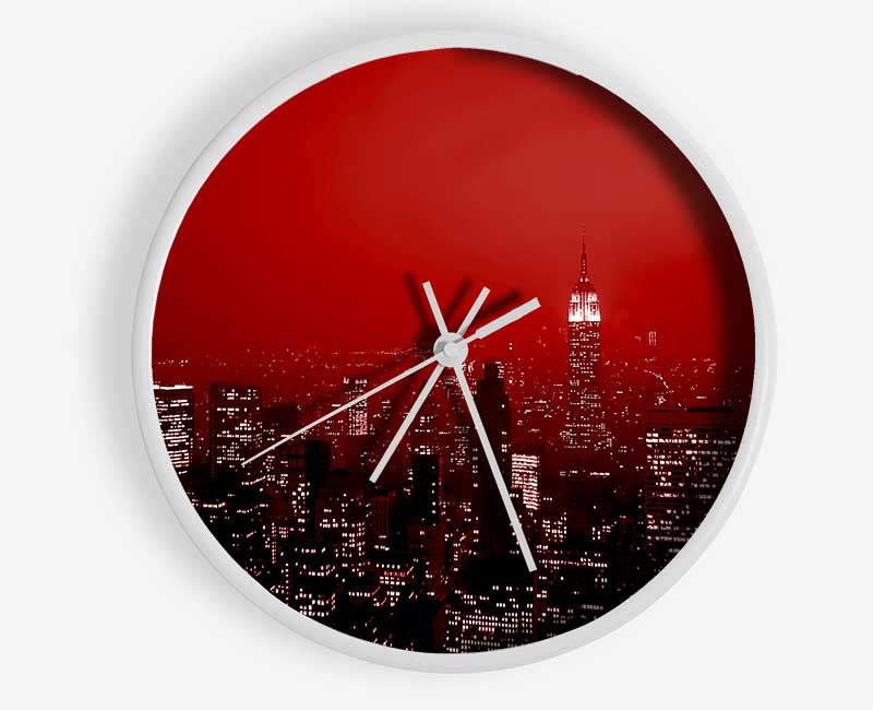 New York City Empire State Building Red Clock - Wallart-Direct UK