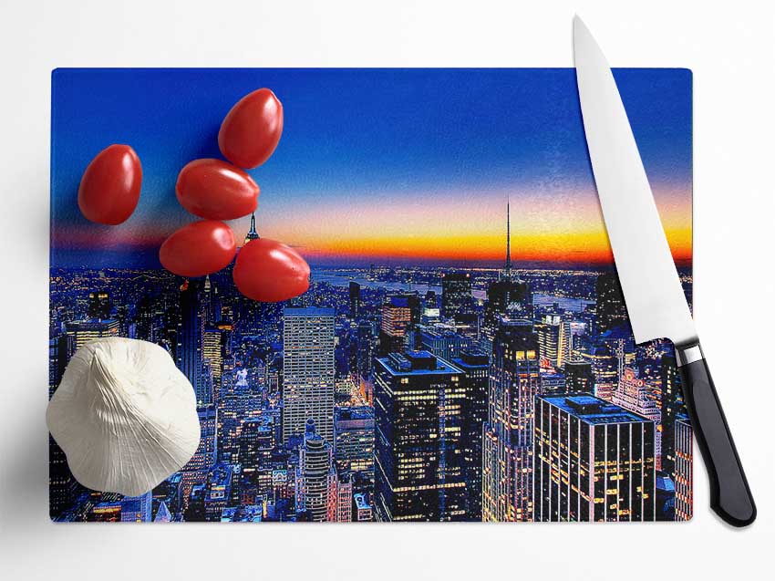 New York City Golden Horizon Glass Chopping Board