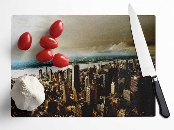 New York City Island Waters Glass Chopping Board