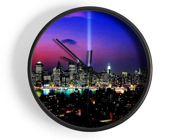 New York City Night Beam Clock - Wallart-Direct UK