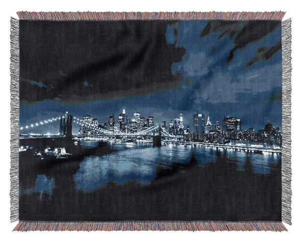 New York City Night Blues Glow Woven Blanket