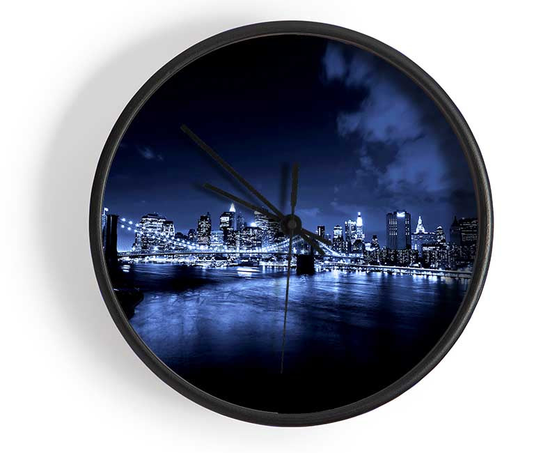 New York City Night Blues Glow Clock - Wallart-Direct UK