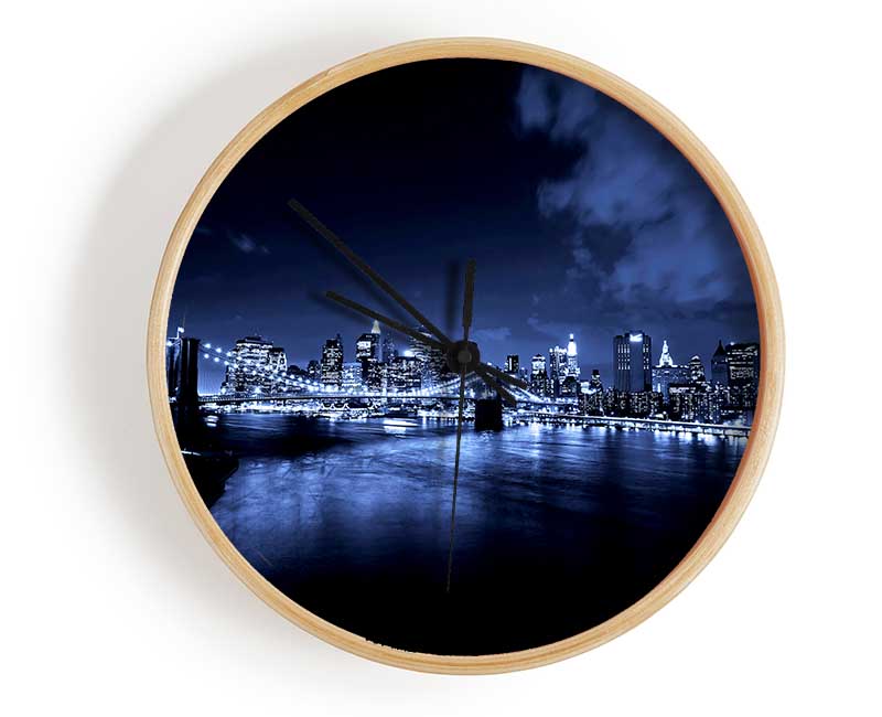 New York City Night Blues Glow Clock - Wallart-Direct UK