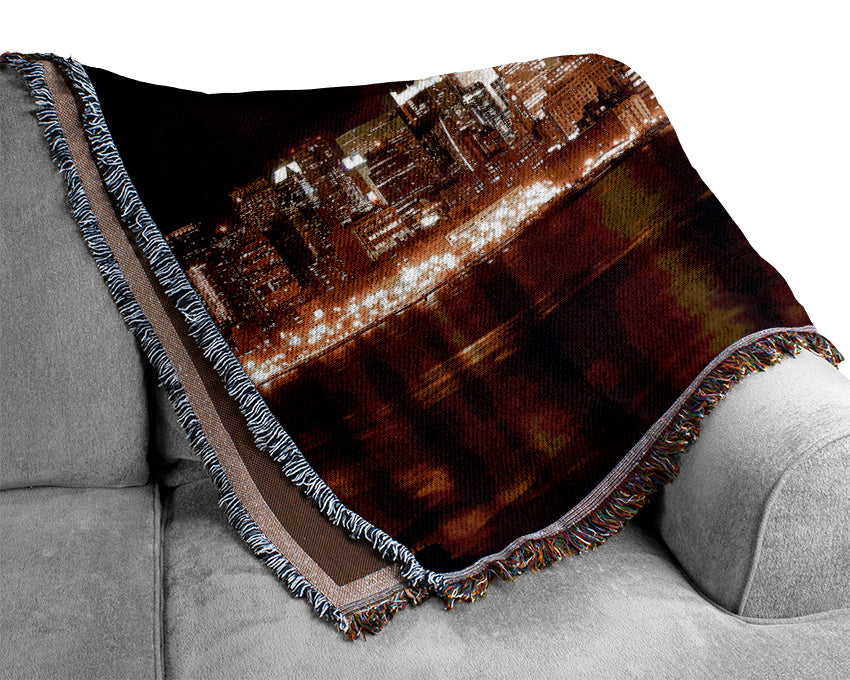 New York City Night Reflections Woven Blanket