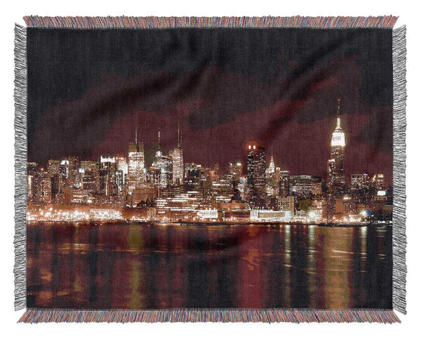 New York City Night Reflections Woven Blanket