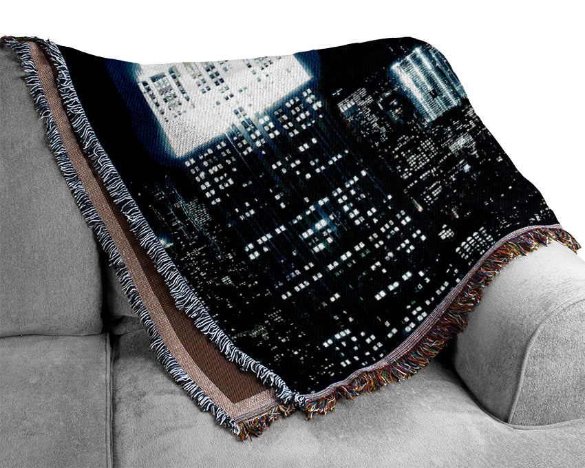 New York City White Glow Nights Woven Blanket