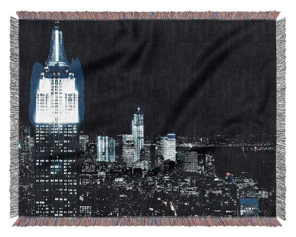 New York City White Glow Nights Woven Blanket