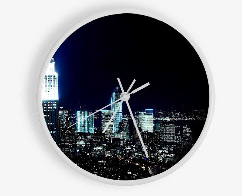 New York City White Glow Nights Clock - Wallart-Direct UK