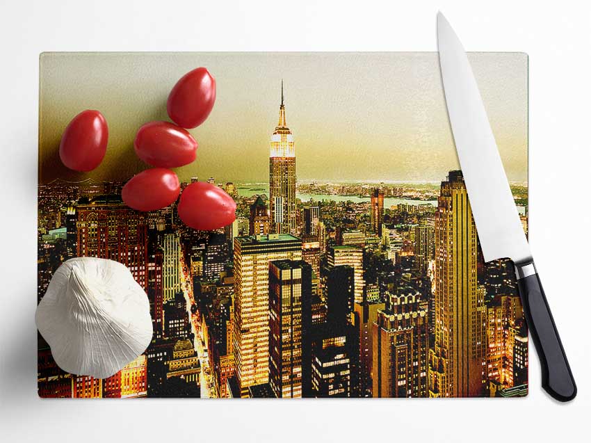 New York City Ochre Glass Chopping Board