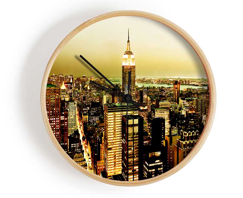 New York City Ochre Clock - Wallart-Direct UK