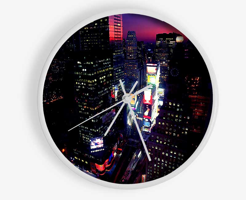 New York City Pink Skies From Above Clock - Wallart-Direct UK