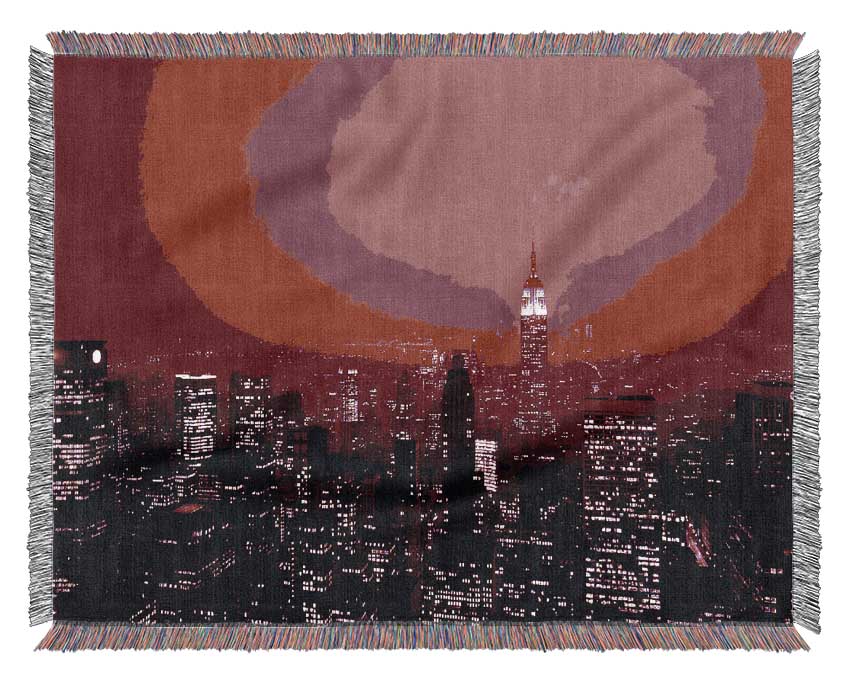 New York City Pink Skies Woven Blanket