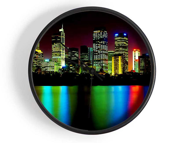 New York City Reflections At Night Clock - Wallart-Direct UK