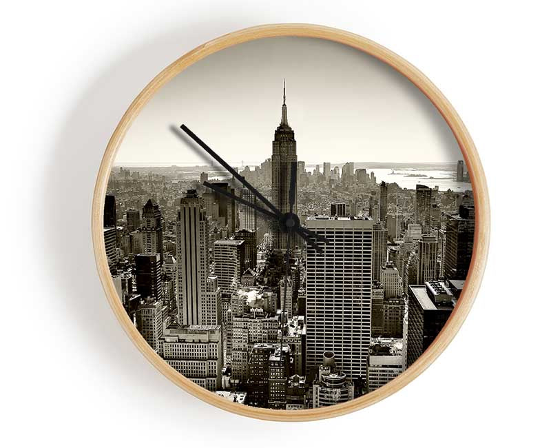 New York City Roof Tops Sepia Clock - Wallart-Direct UK