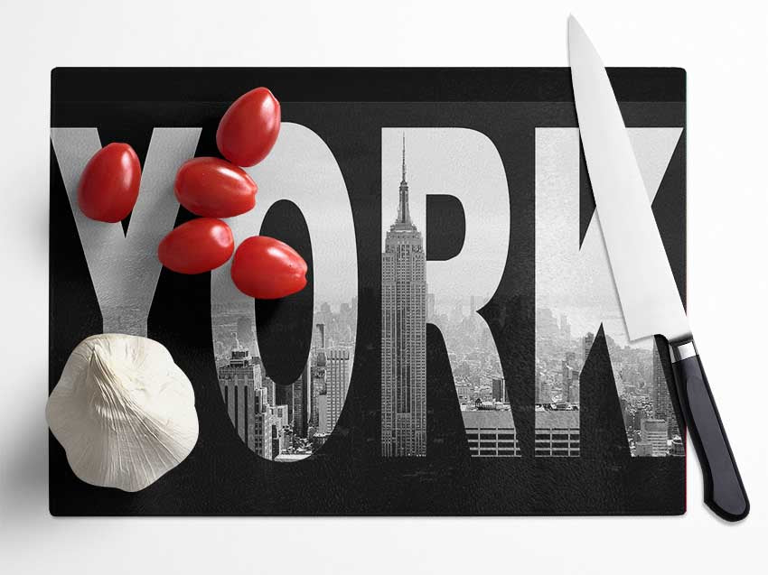 New York City Sign Glass Chopping Board