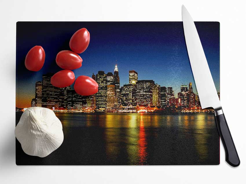 New York City View From Jersey Glass Chopping Board