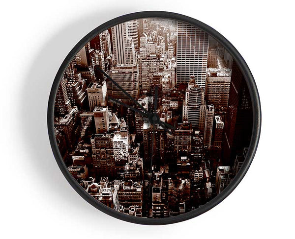 New York City View From The Empire State Sepia Clock - Wallart-Direct UK