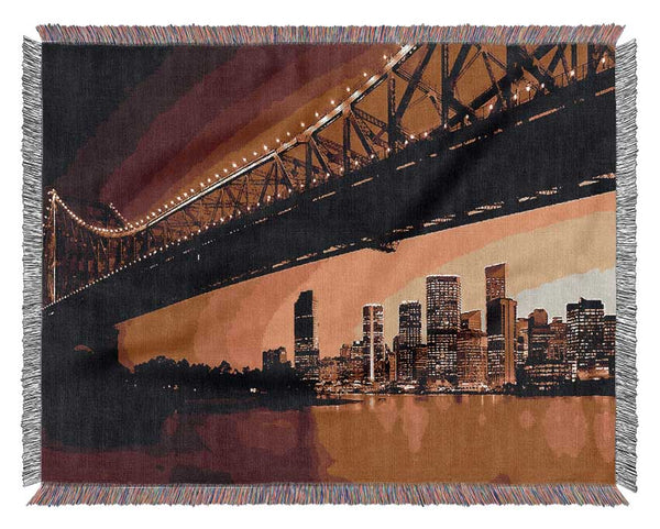 New York City View From Under Brooklyn Bridge Woven Blanket