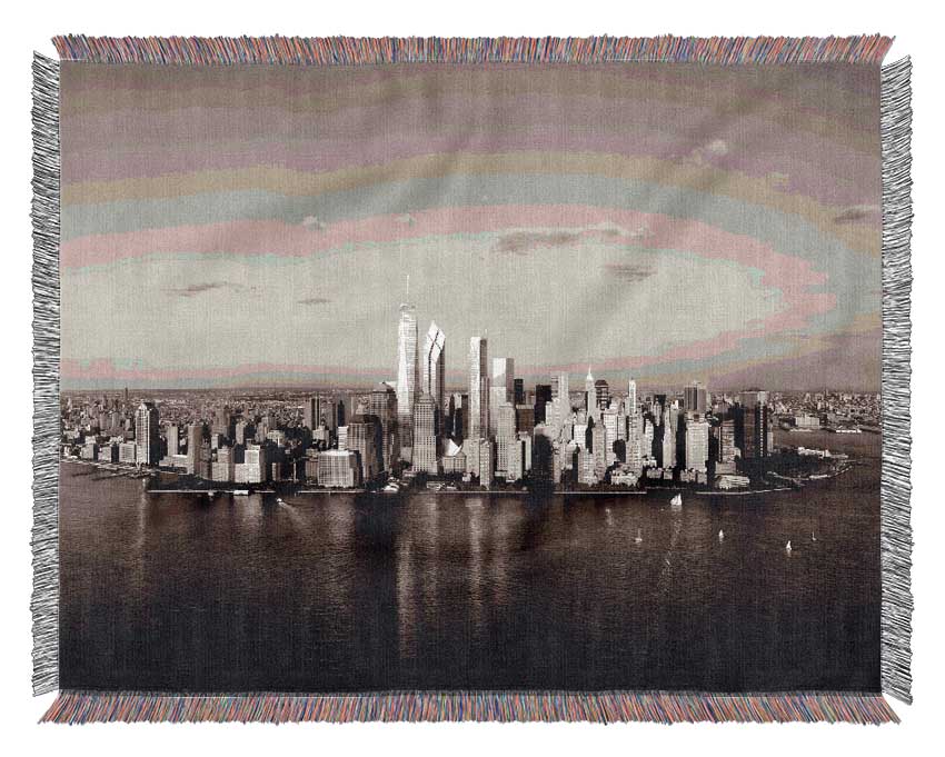 New York City Waters Brown Woven Blanket