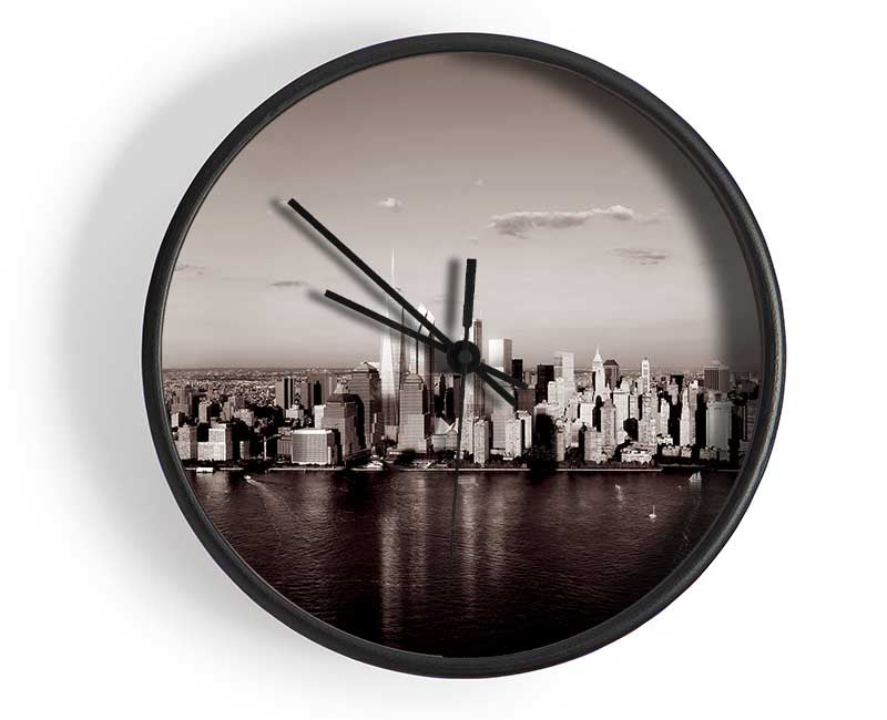 New York City Waters Brown Clock - Wallart-Direct UK