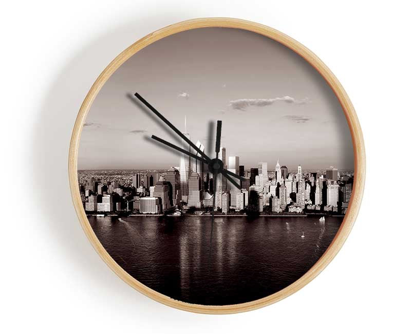 New York City Waters Brown Clock - Wallart-Direct UK