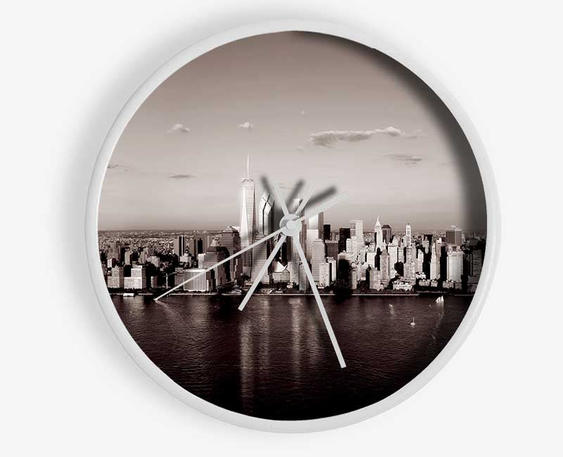 New York City Waters Brown Clock - Wallart-Direct UK