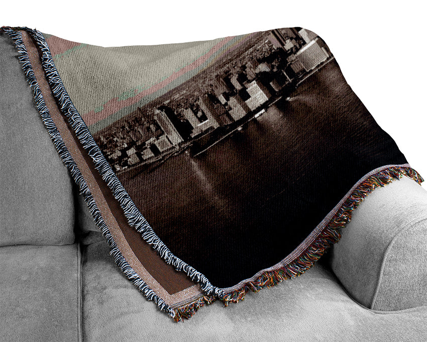 New York City Waters Brown Woven Blanket