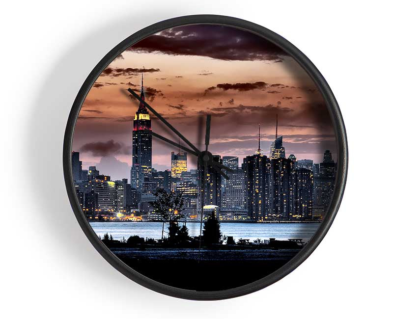 New York City Waters Below The Clouds Clock - Wallart-Direct UK