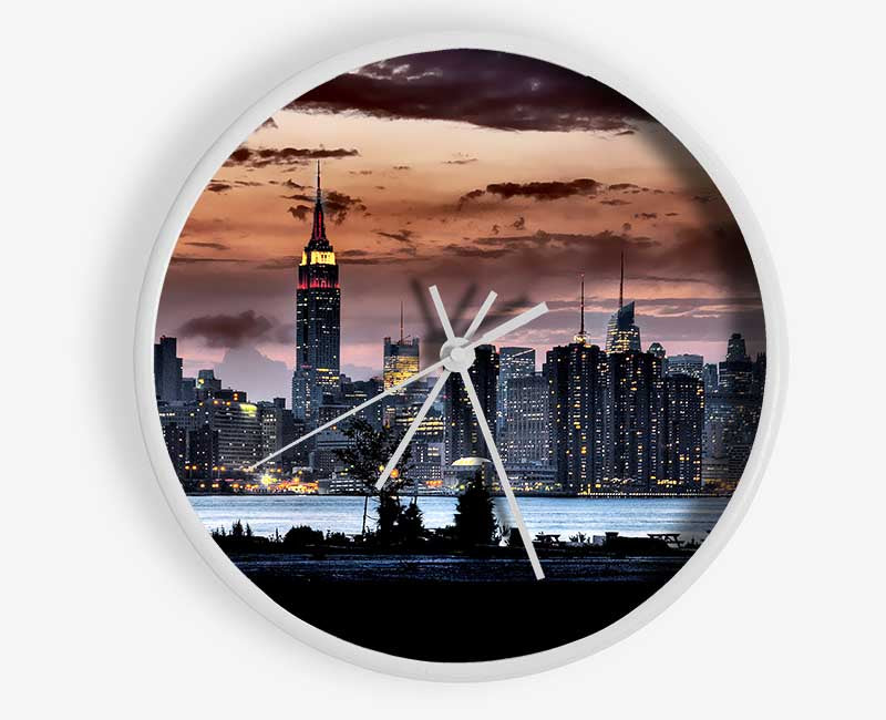 New York City Waters Below The Clouds Clock - Wallart-Direct UK