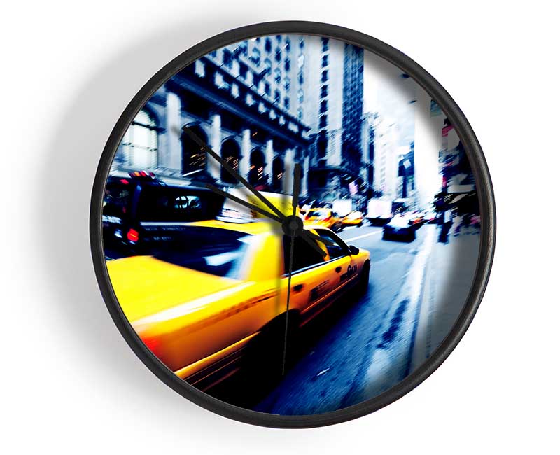 New York City Yellow Cab Blur Clock - Wallart-Direct UK